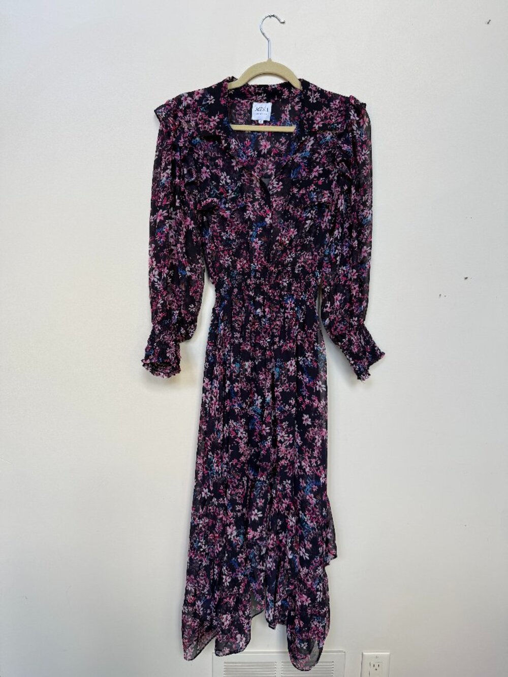 MISA Los Angeles Floral Ruffle Maxi Dress Size S